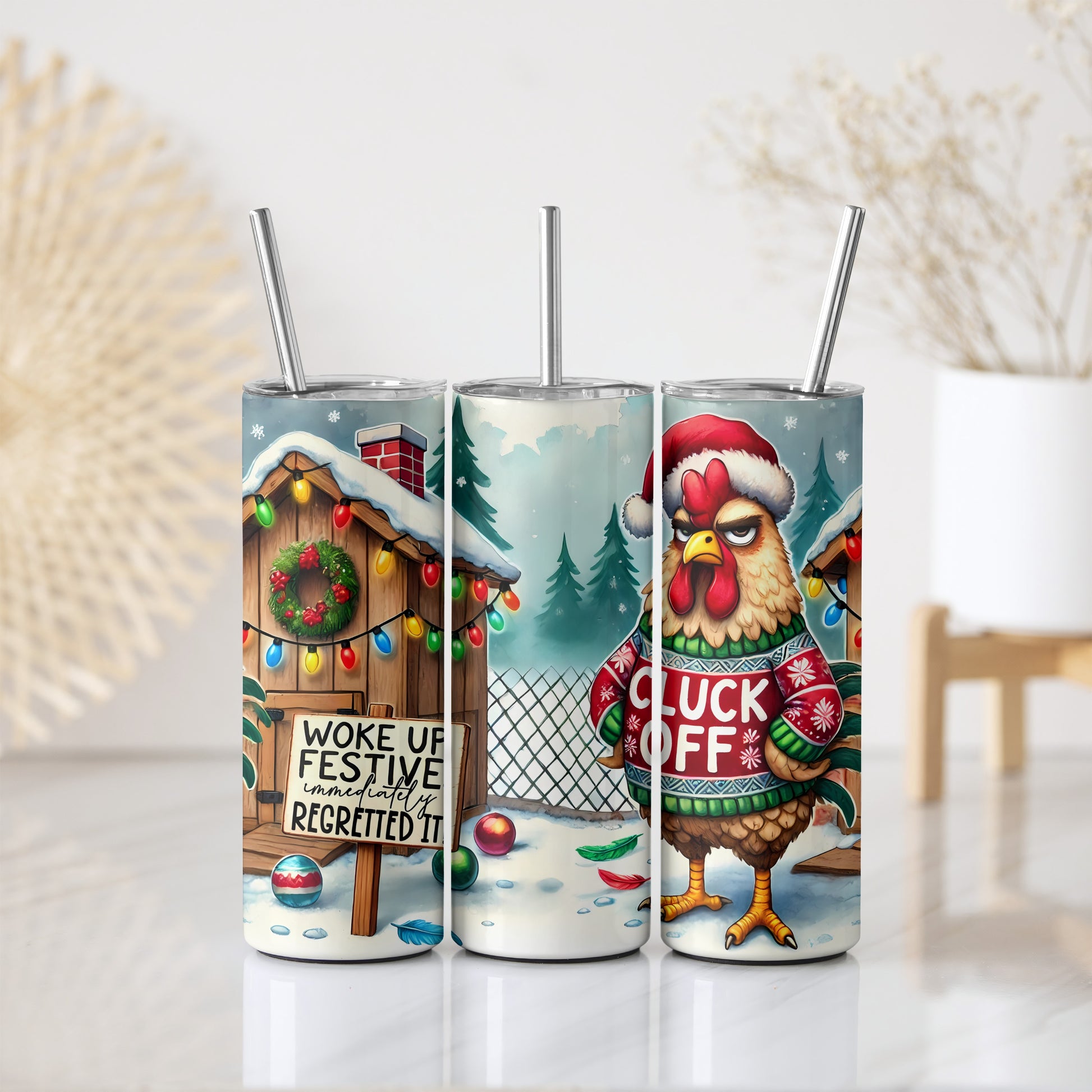 Sarcastic Christmas Chicks memes group, Insulated Tumbler, Funny Holiday Travel Gift.