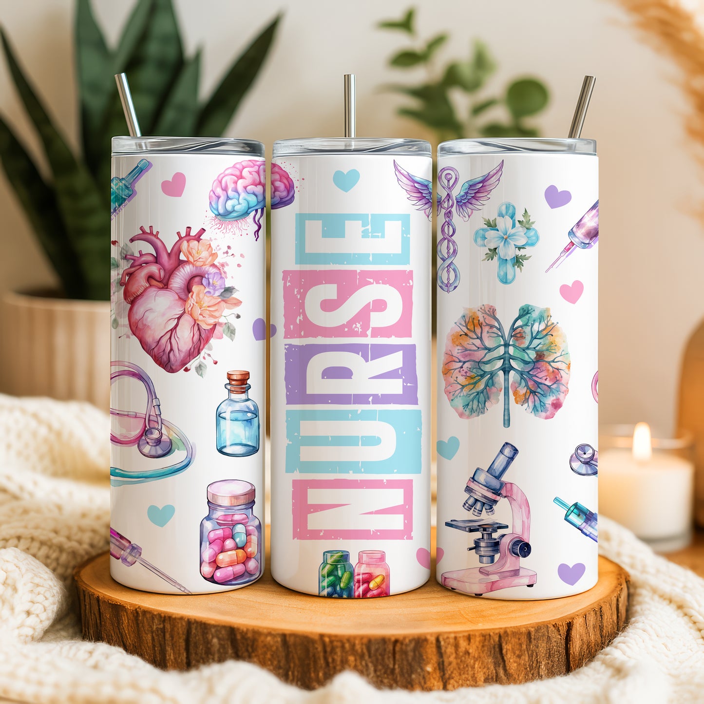 Vibrant Nurse Appreciation Tumbler, Stylish Healthcare Worker Water Bottle