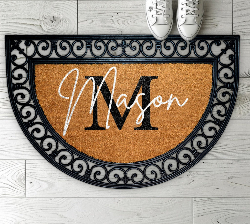 Elegant, Custom Last Name Doormat - Personalized Family Welcome Rug