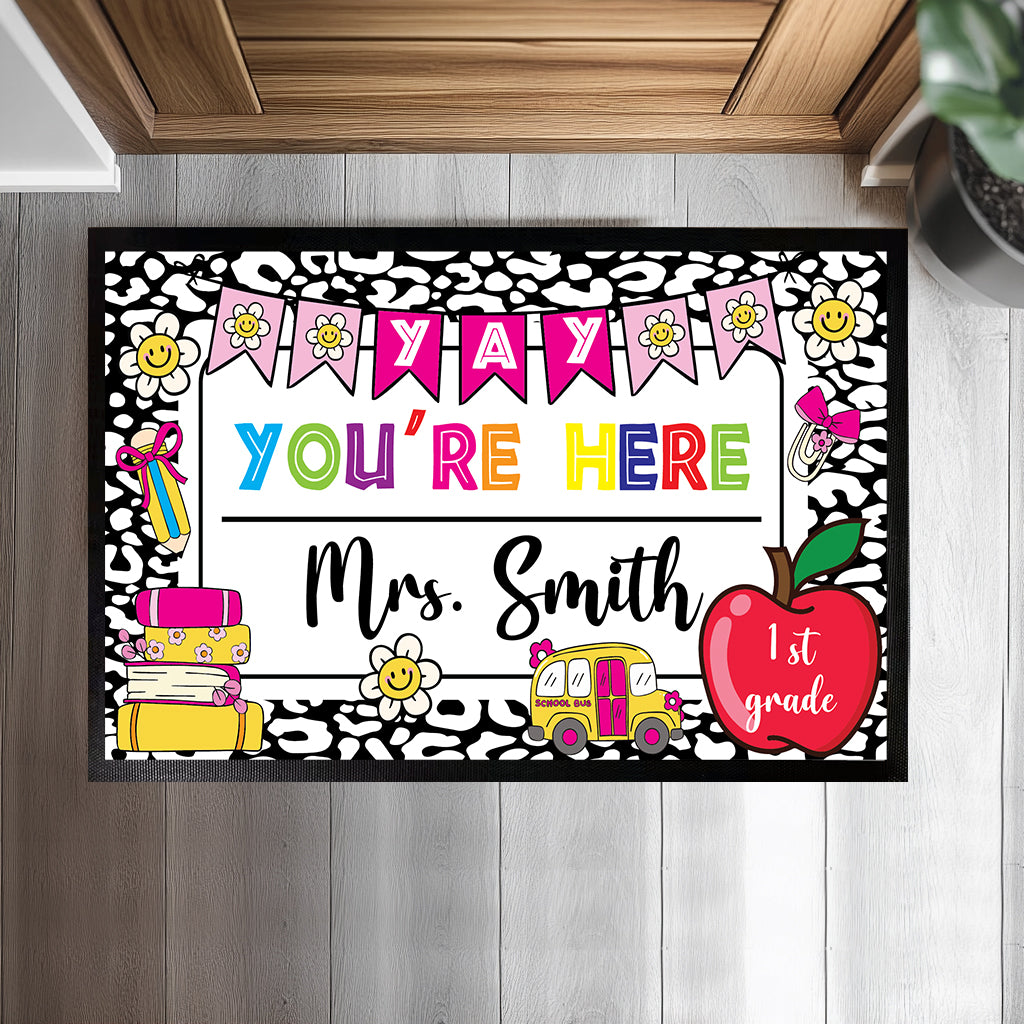 Custom Teacher Doormat, Personalized Classroom Welcome Mat, First Day Floor