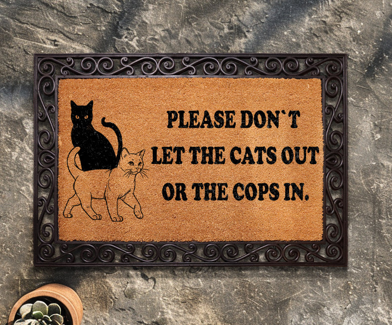 Cat Lover Welcome Mat, Funny Cat Theme Entrance Rug, Pet Gift