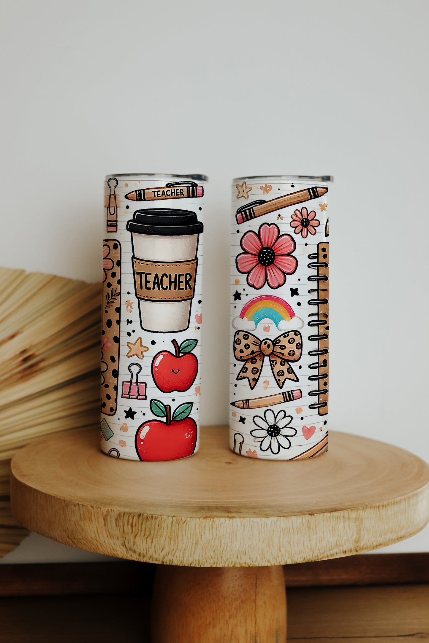 Leopard Pattern Teacher Tumbler, Stylish School Water Bottle for Educators