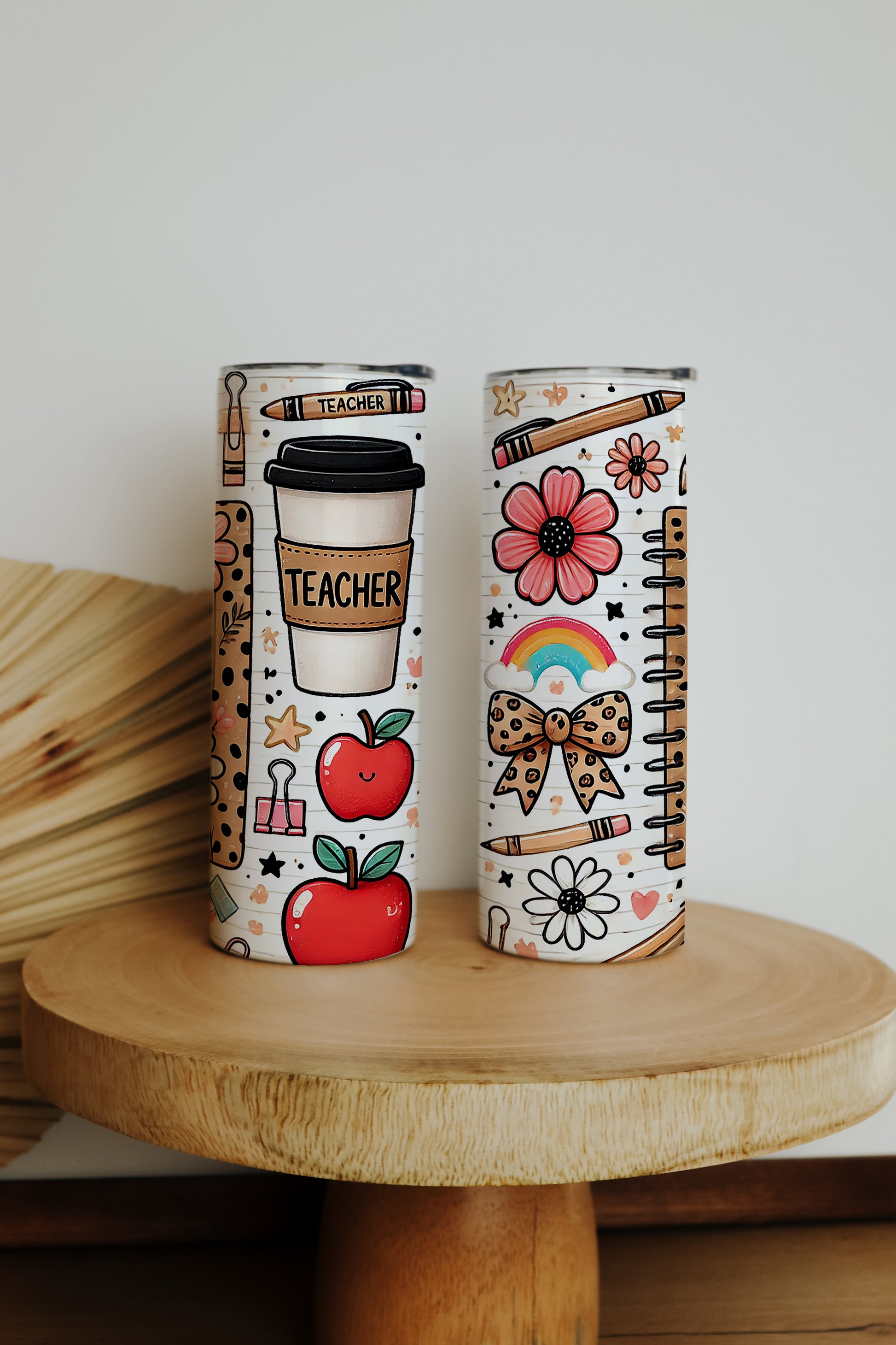 Leopard Pattern Teacher Tumbler, Stylish School Water Bottle for Educators