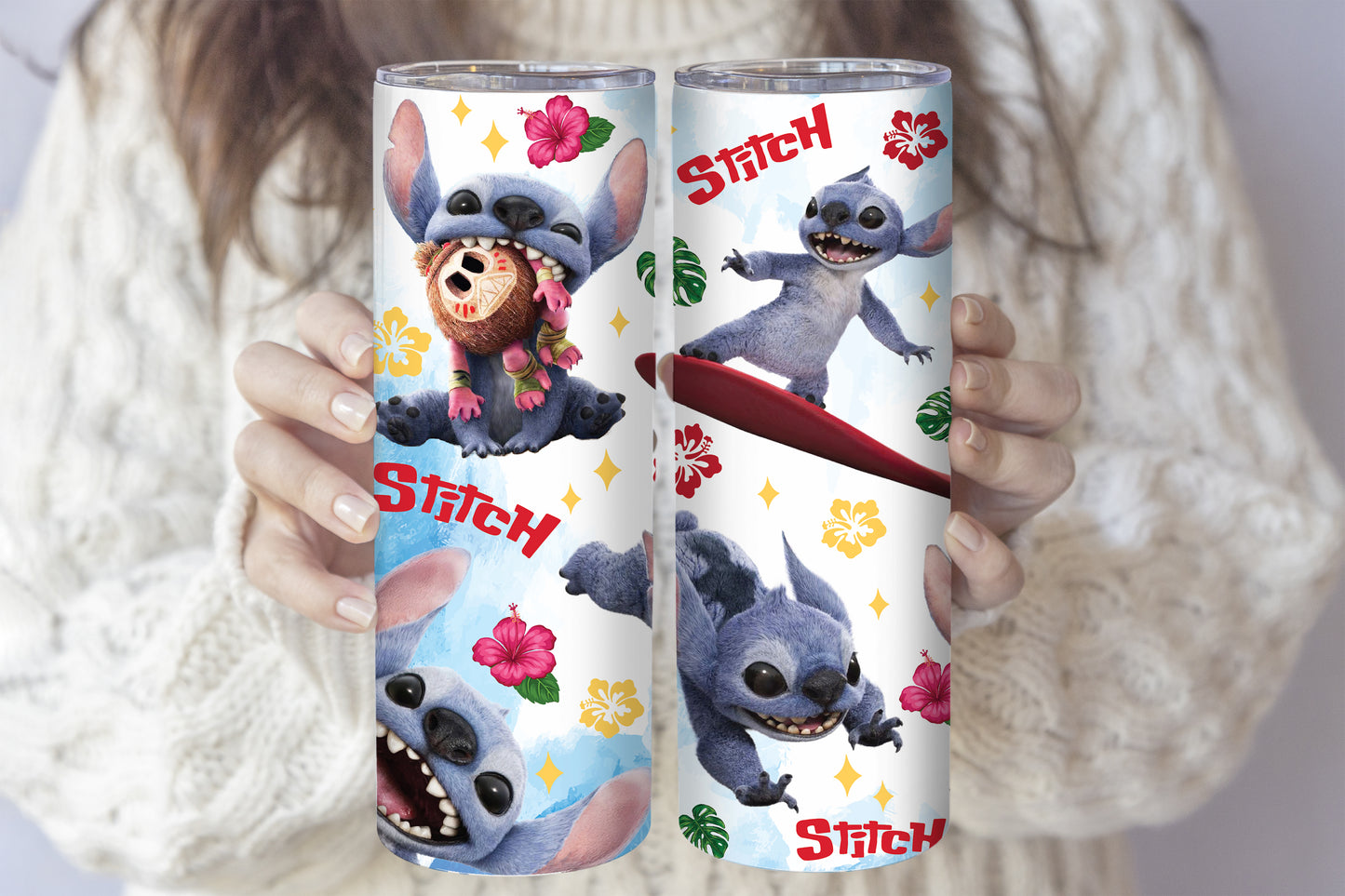Floral Stitch Inspired Mug, Cute Stitch & Kakamora Summer Tumbler
