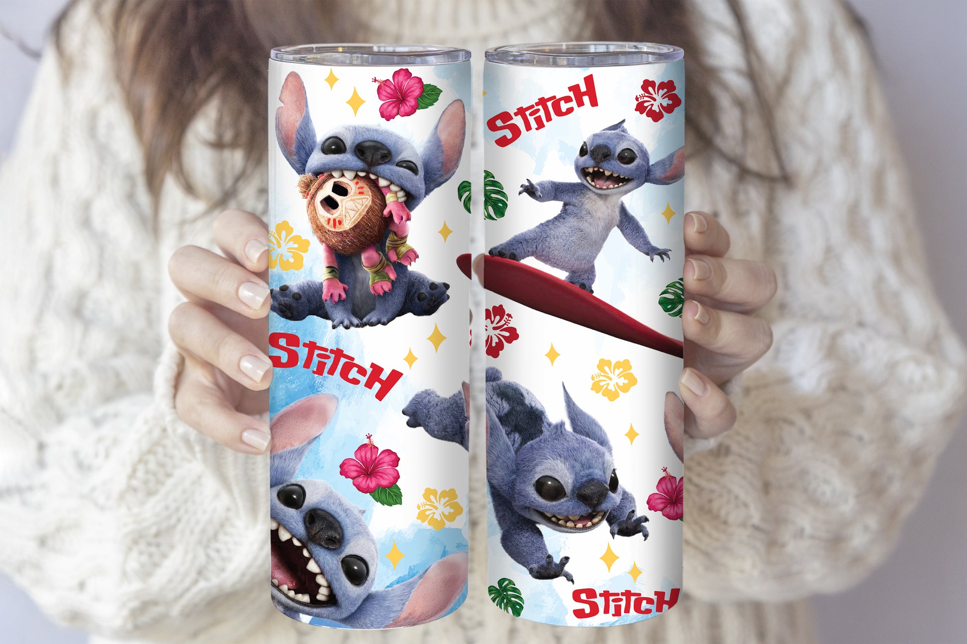 Floral Stitch Inspired Mug, Cute Stitch & Kakamora Summer Tumbler