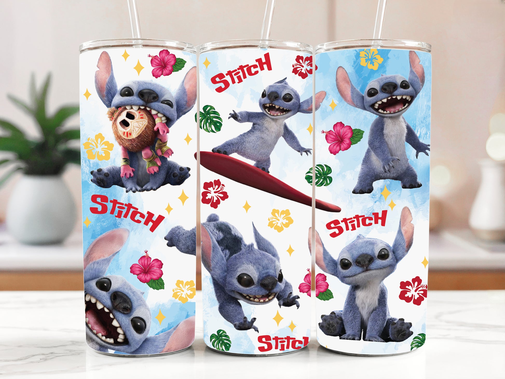 Floral Stitch Inspired Mug, Cute Stitch & Kakamora Summer Tumbler