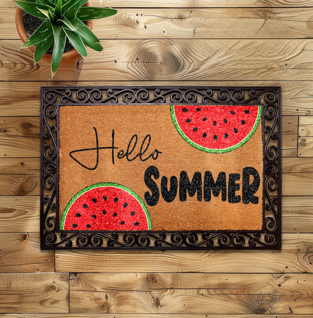 Cheerful Summer Watermelon Coco Doormat, Interchangeable Farmhouse Rug