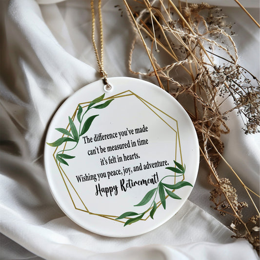 Elegant Retiree Ceramic Ornament, Meaningful Thank You Celebration Gift