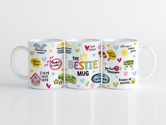 Colorful Bestie & Soul Sister Ceramic Mug, Girls Tea Cup