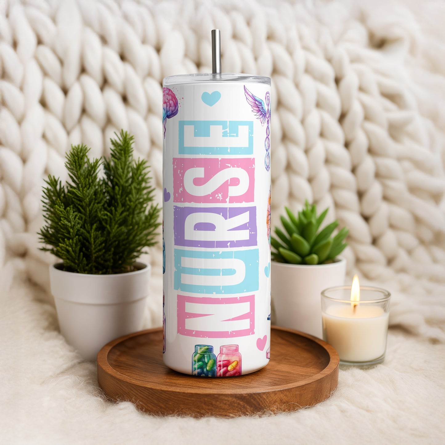 Vibrant Nurse Appreciation Tumbler, Stylish Healthcare Worker Water Bottle