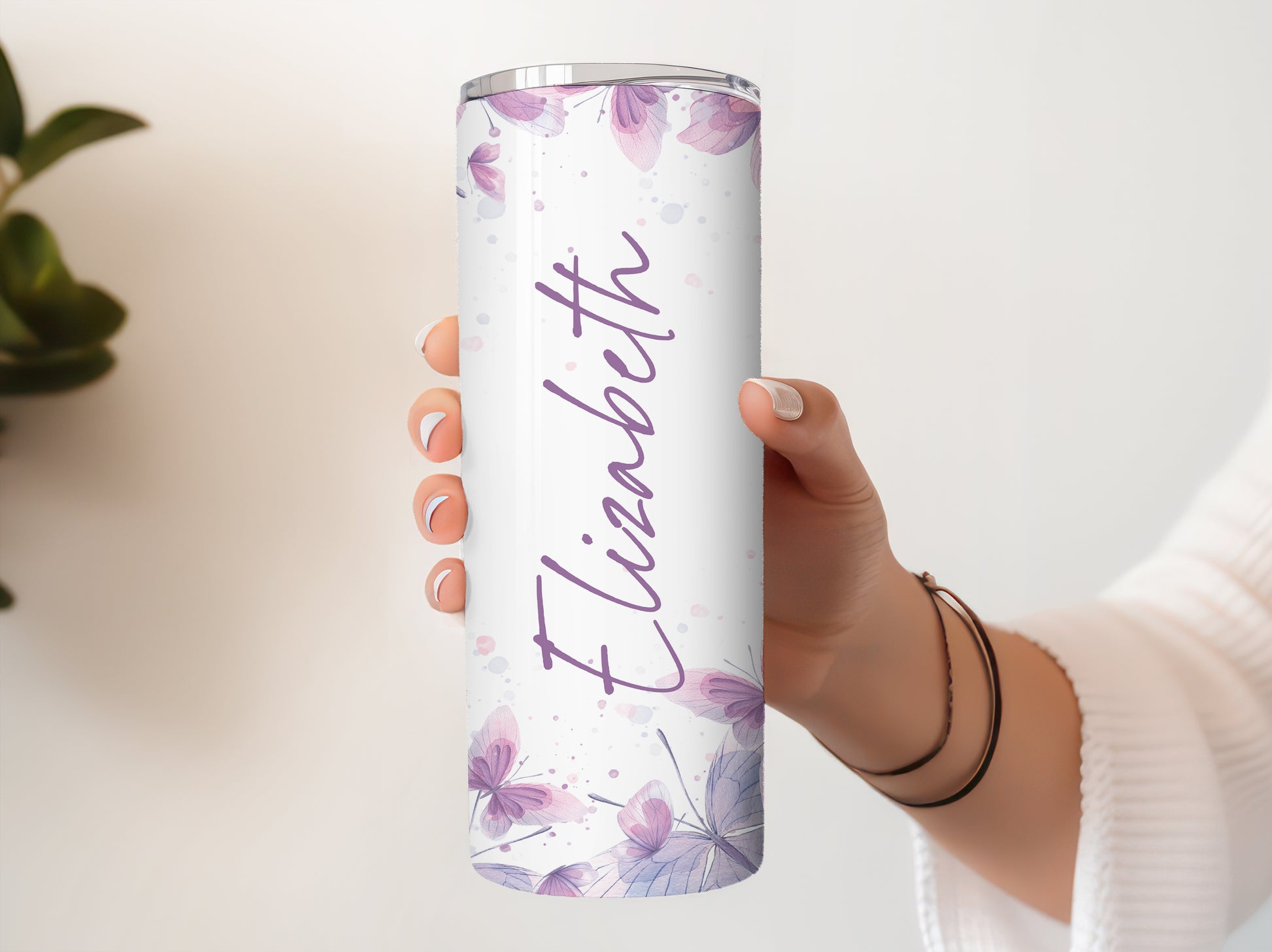 Butterfly Aesthetic Tumbler, Personalized 20oz Stainless Steel Insulated Travel Mug