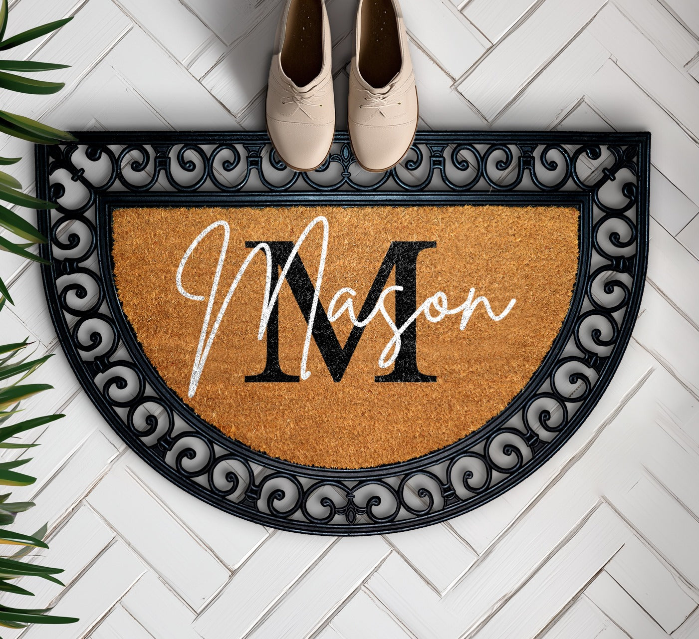 Elegant, Custom Last Name Doormat - Personalized Family Welcome Rug