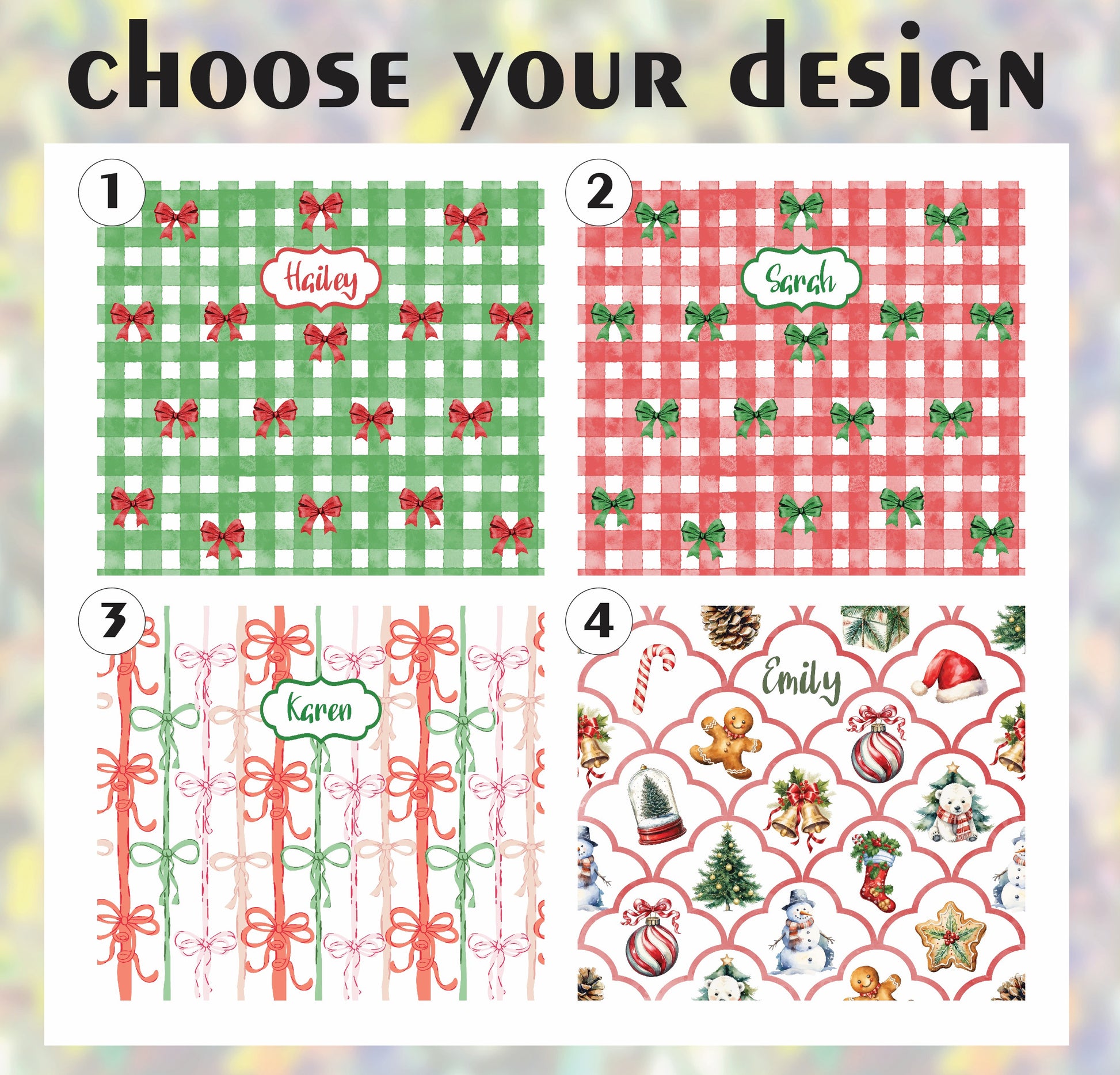 Customize Your Festive Xmas Tumbler, Plaid & Christmas Icons Design