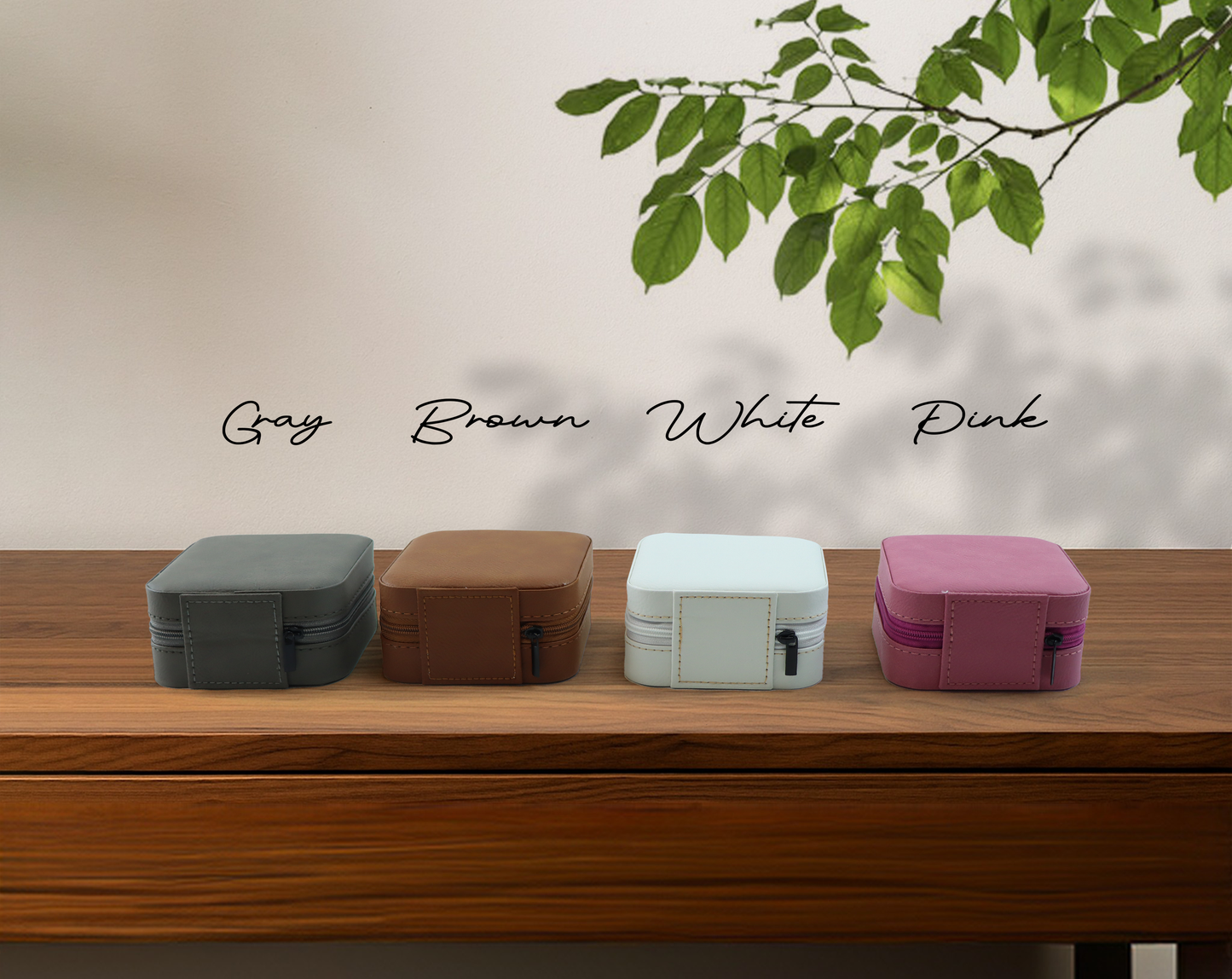 Personalized Leather Jewelry Case with Flower Design, Ideal Bridesmaid Gift