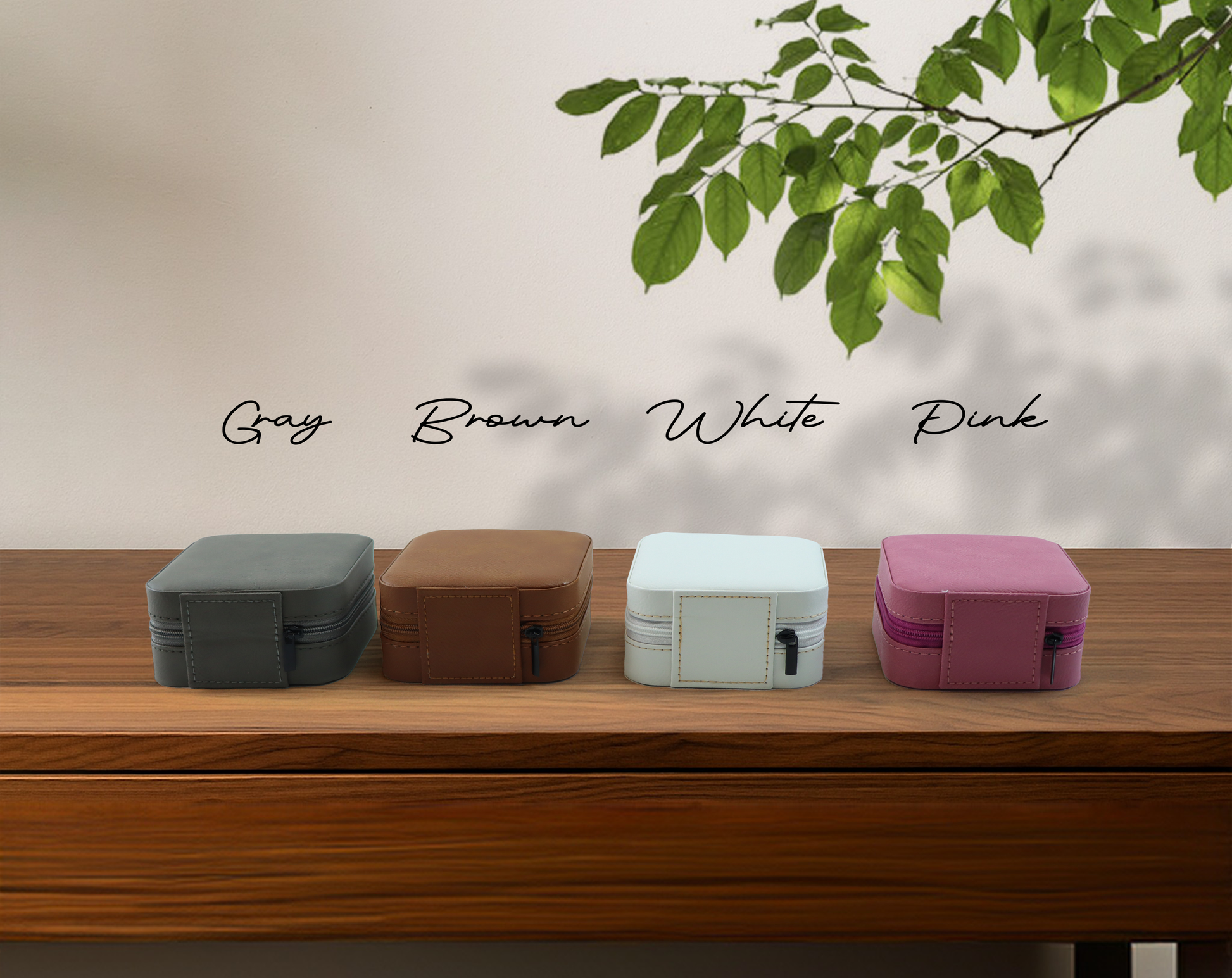 Personalized Leather Jewelry Case with Flower Design, Ideal Bridesmaid Gift