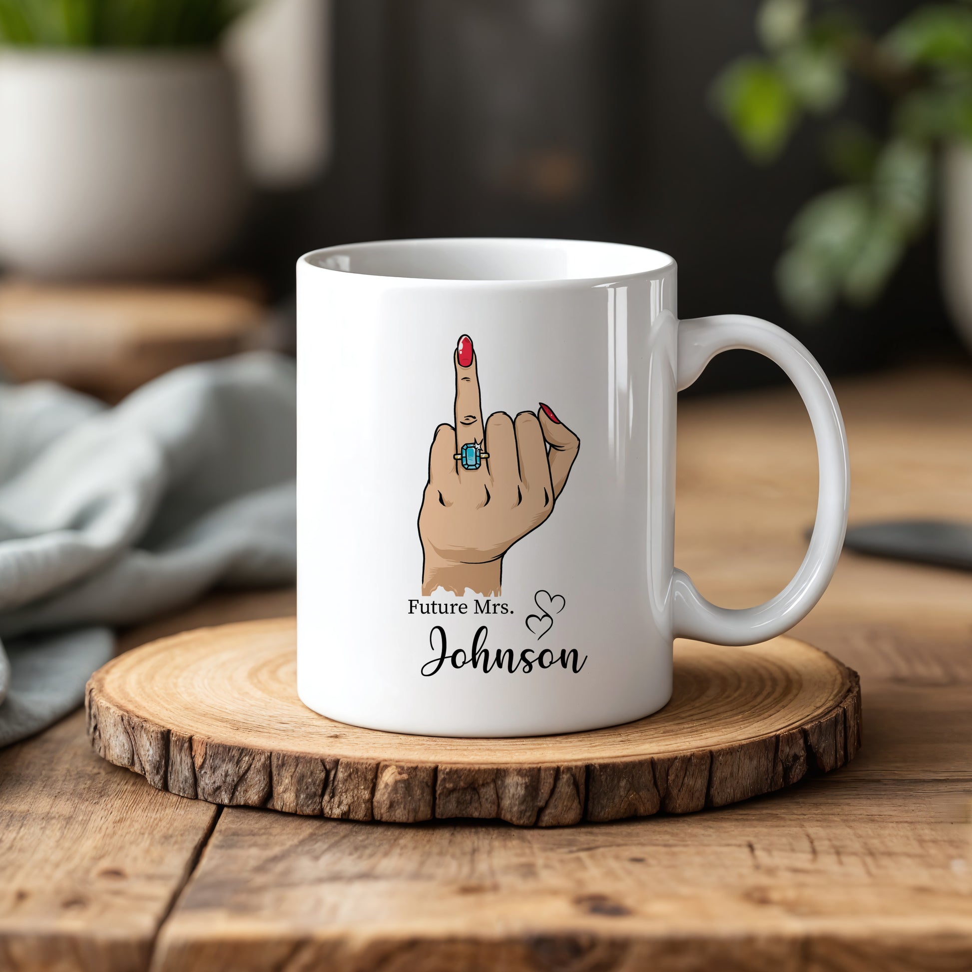 Customize Future Mrs. Wedding Mug, Cute Bride-to-Be Cup Gift