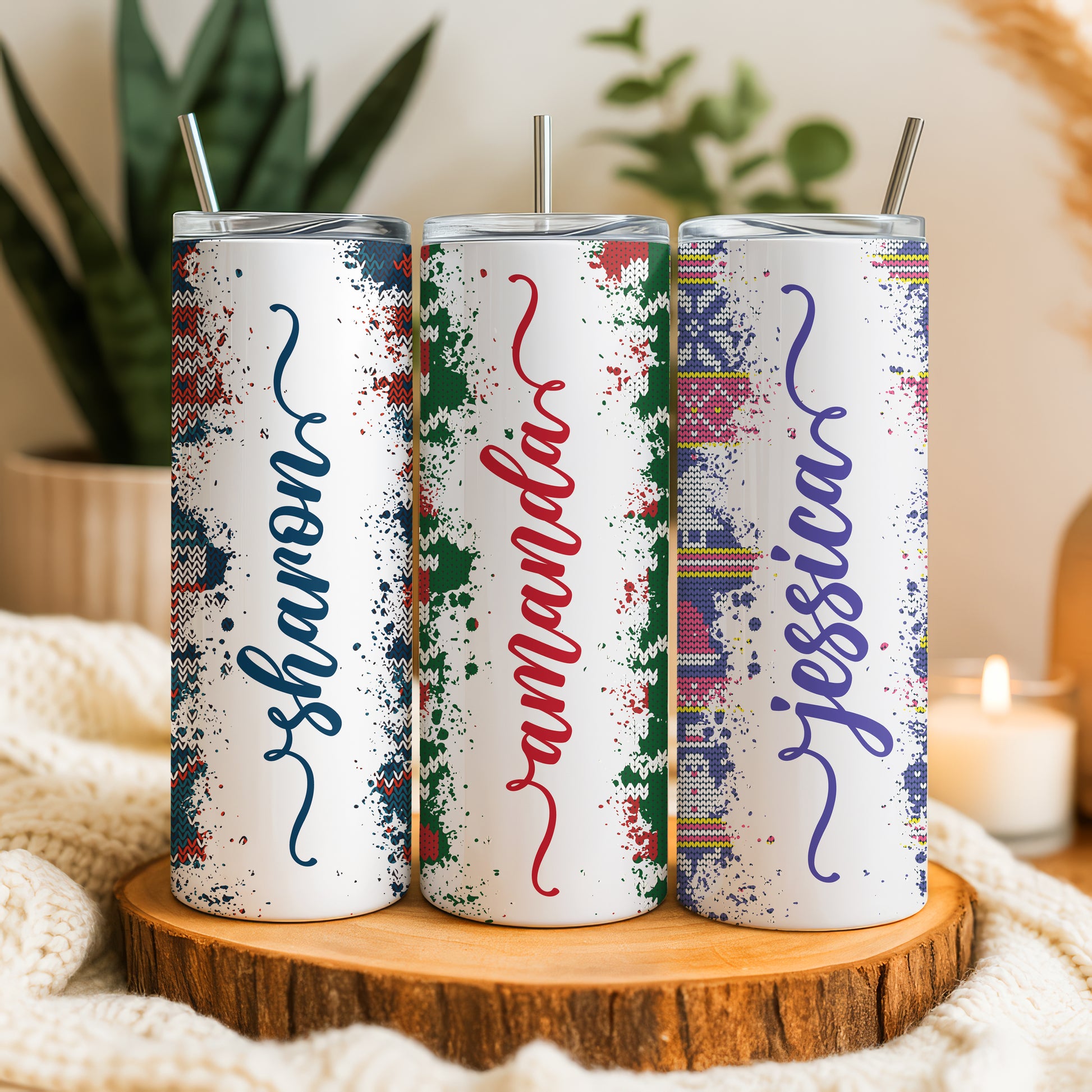 Design your knit pattern tumbler, the perfect holiday stocking stuffer!