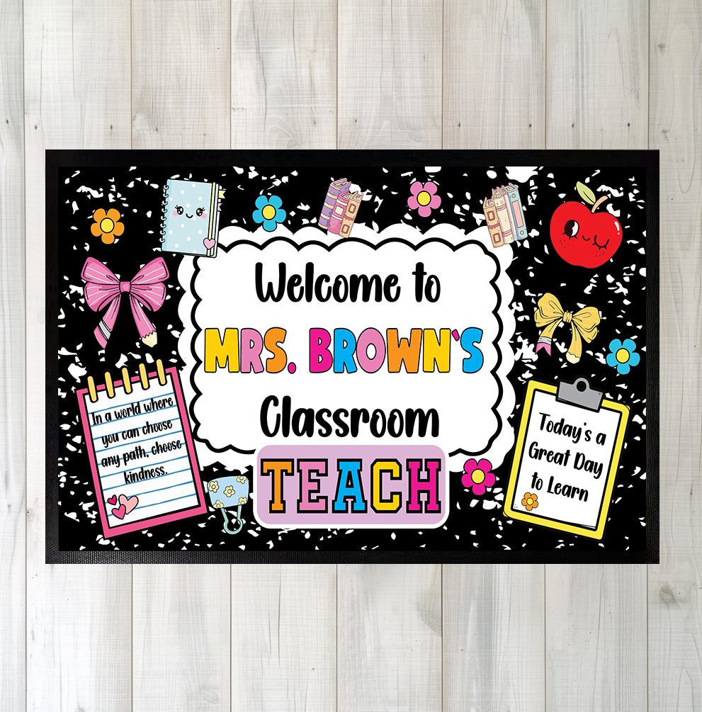 Personalized Teacher Name Doormat, Welcome To Classroom, Back to School