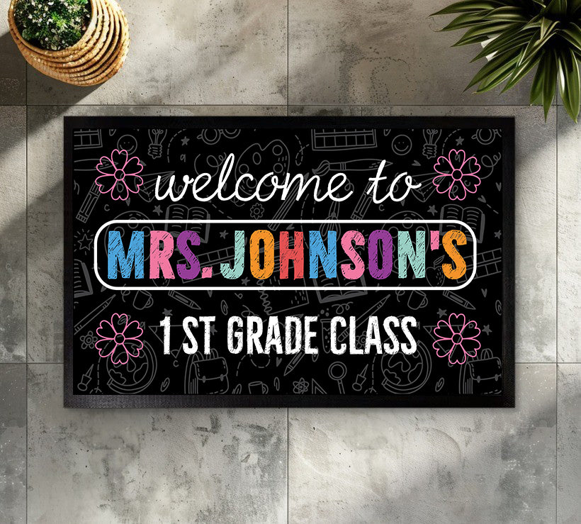 Welcome Students with Custom Teacher Doormat, Personalized Classroom Decor