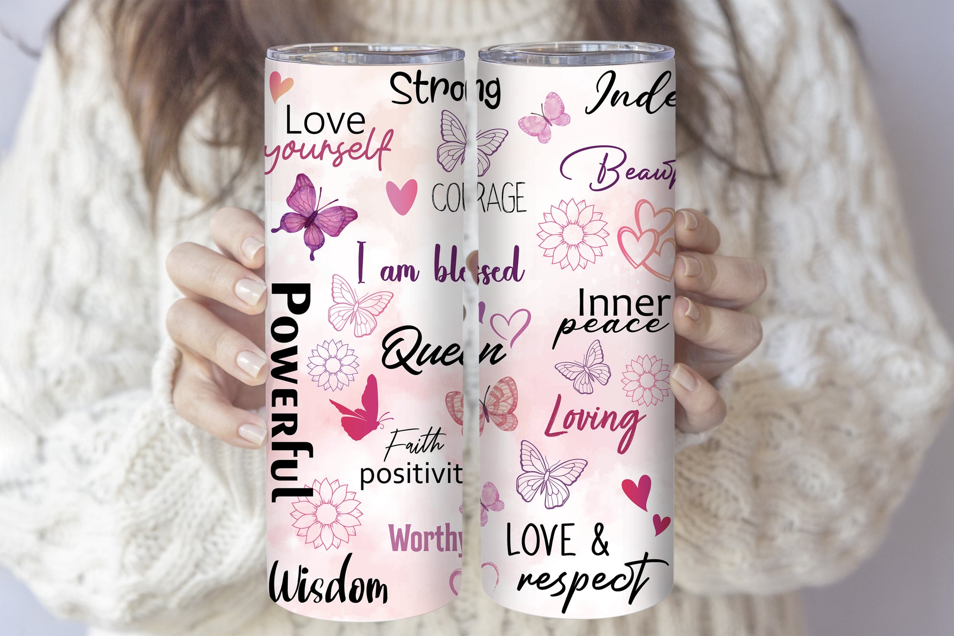 Empowering Words Stainless Steel Tumbler, Inspire Your Day!