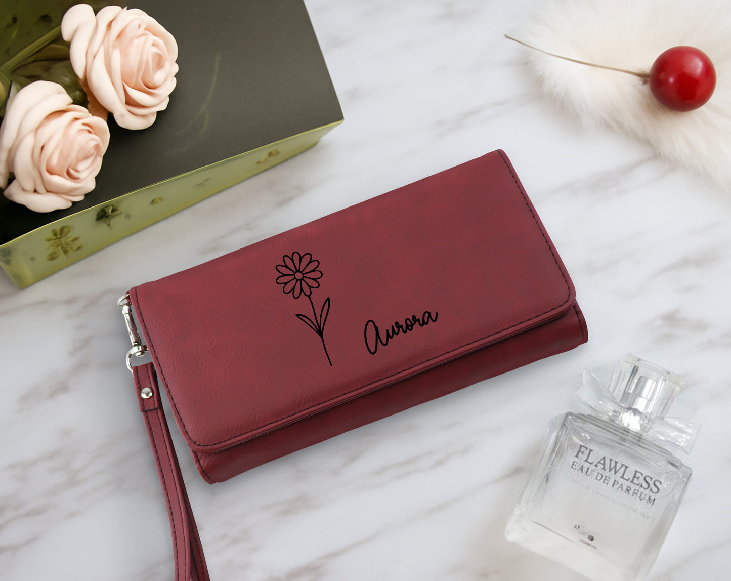 Custom Name Engraved Wallet, Vegan Leather Clutch - Perfect Gift!