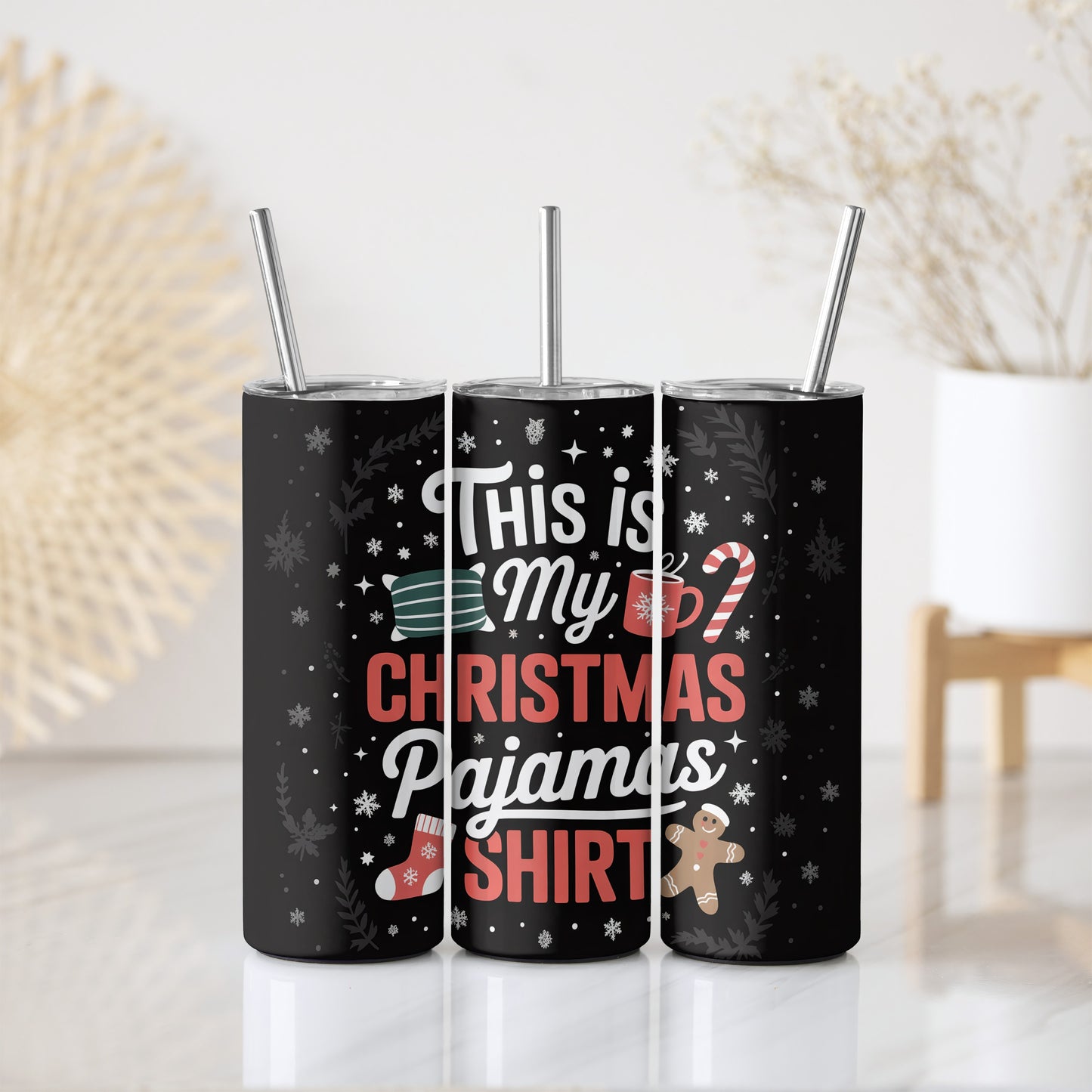Christmas Pajamas Shirt Tumbler, Cozy Xmas Stainless Steel For Girls