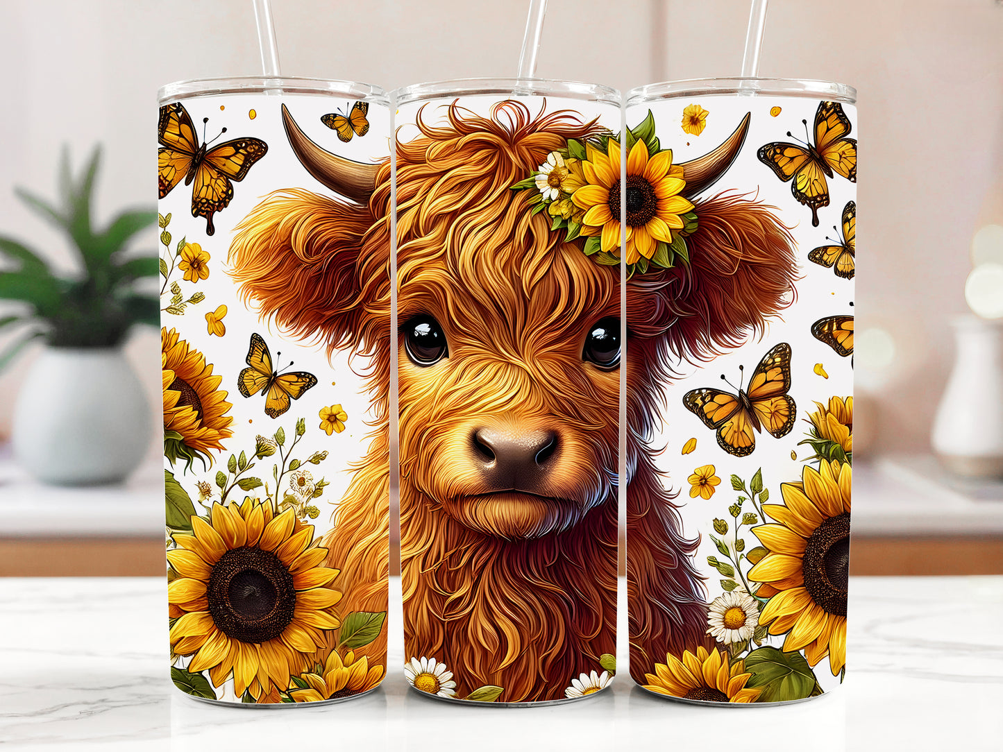 Rustic Farmhouse Tumbler, Cute Cow and Sunflower Drinkware, Farm Vibes