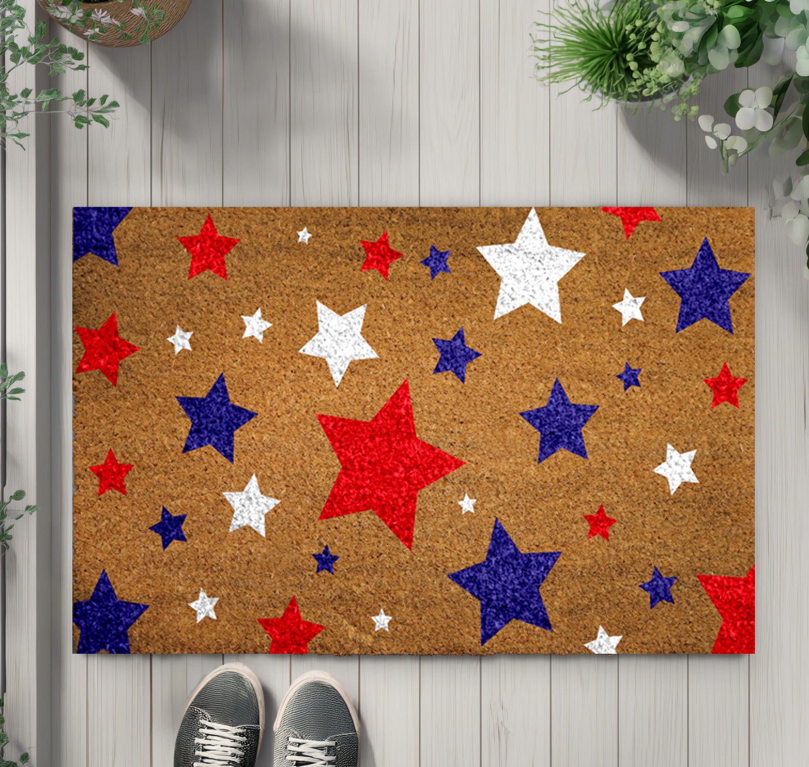 Red, White, and Blue Star Doormat: Celebrate Patriotic Spirit!