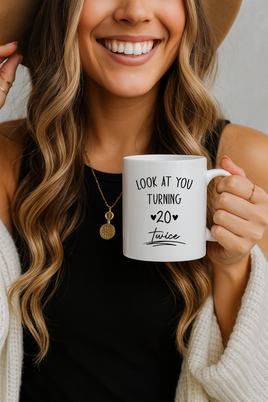 Personalized Double 20 Birthday Ceramic Mug, Hilarious Gift for Friends