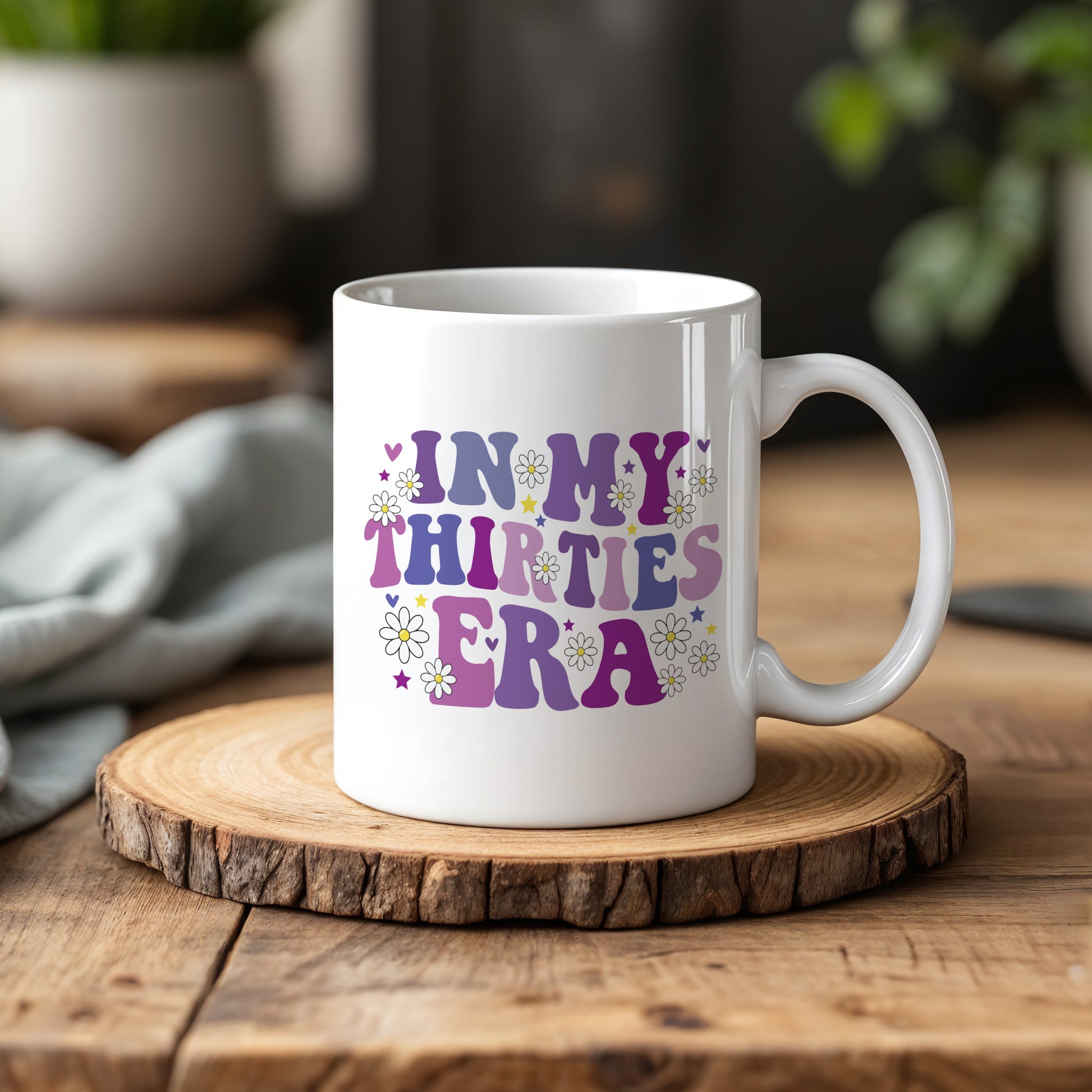 Daisy Flowers 30th Birthday Ceramic Mug, Aesthetic Milestone Gift
