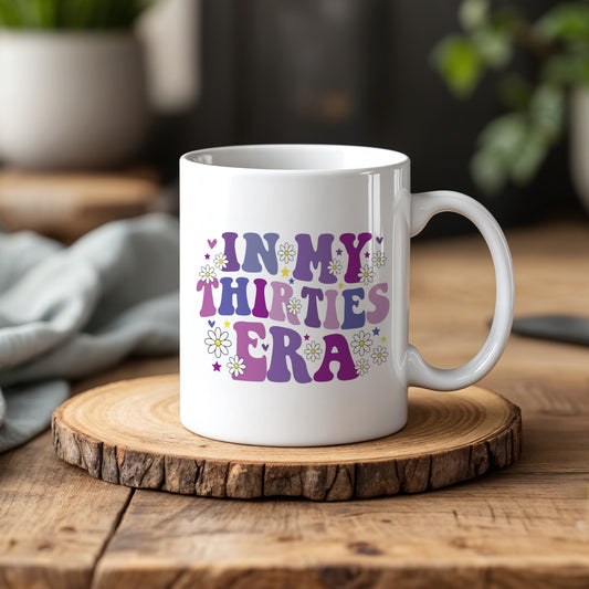 Daisy Flowers 30th Birthday Ceramic Mug, Aesthetic Milestone Gift