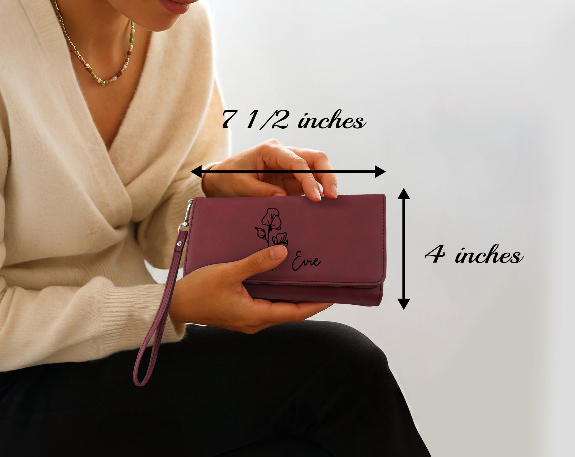 Custom Name Engraved Wallet, Vegan Leather Clutch - Perfect Gift!