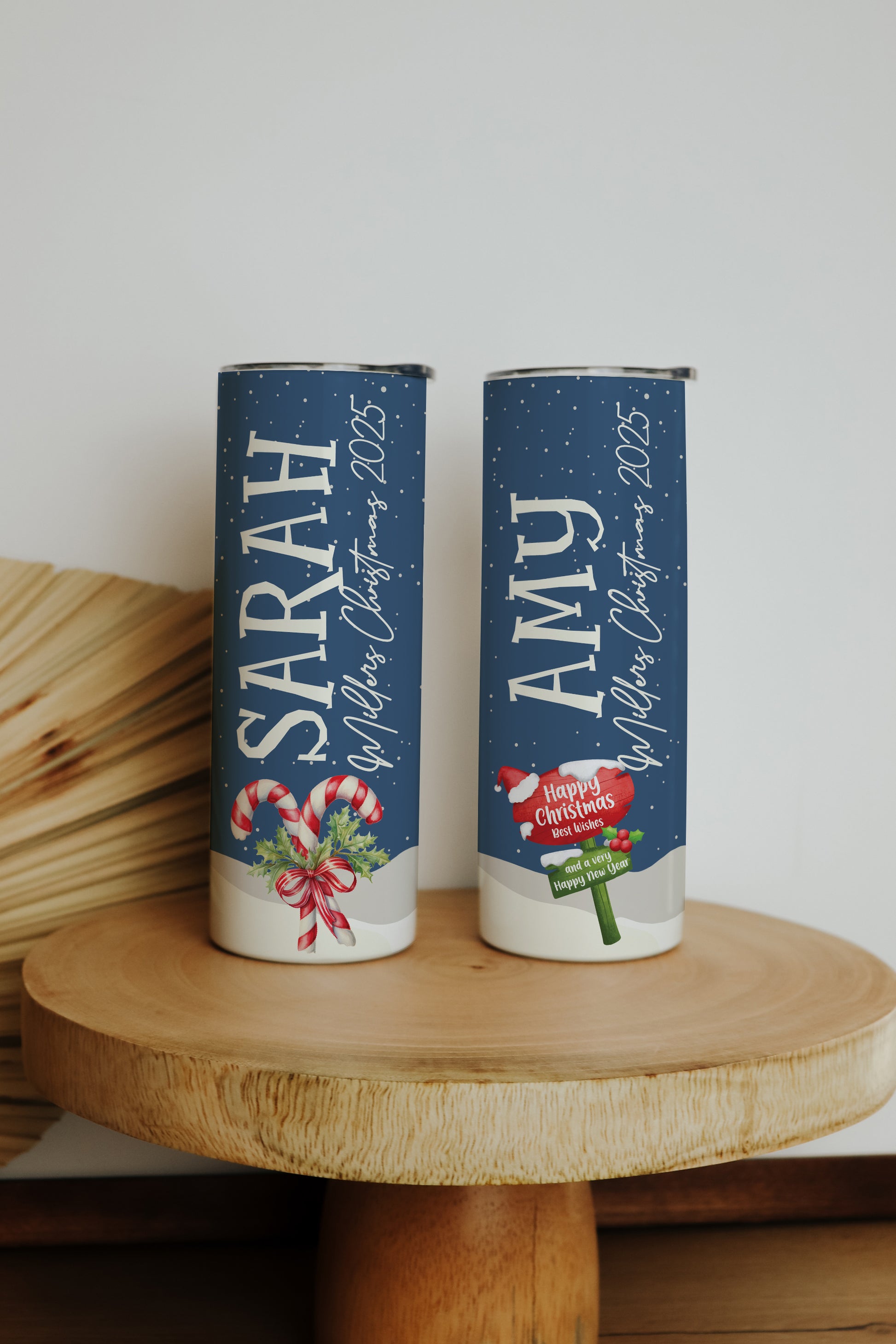 Personalized Christmas Tumbler Set: Festive Family Gifts, Stocking Stuffer