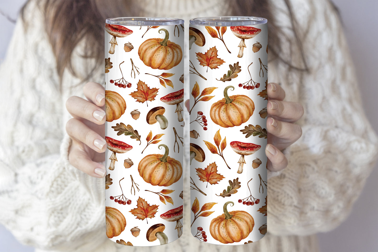 Autumn Vibes Insulated Tumbler, Pumpkin Spice Drinkware with Straw