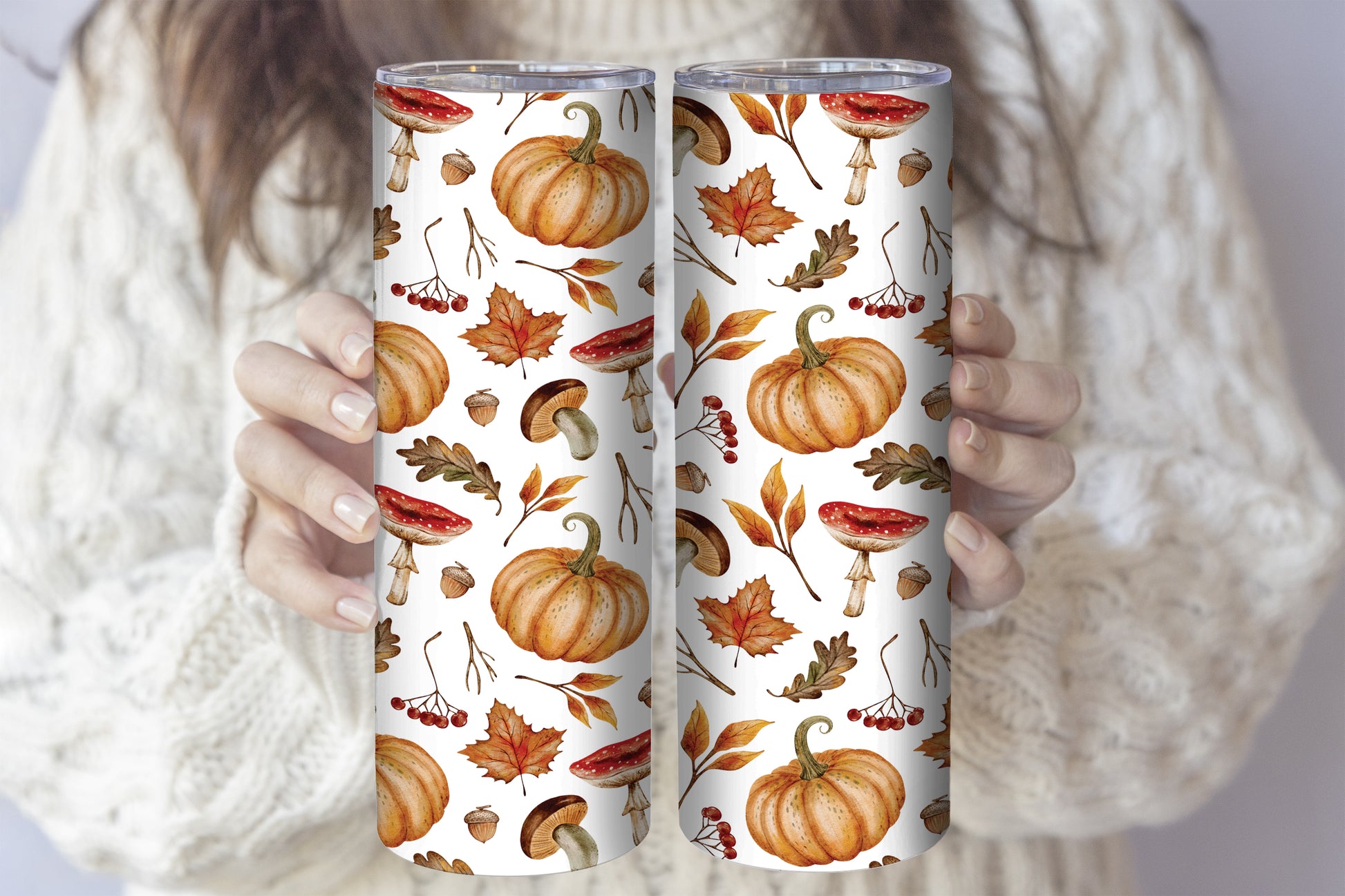 Autumn Vibes Insulated Tumbler, Pumpkin Spice Drinkware with Straw