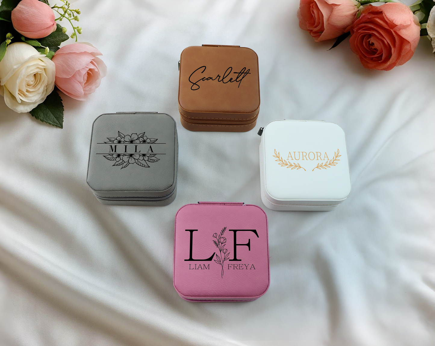 Custom Name Leather Jewelry Box - Ideal Bride & Bridesmaid Gift