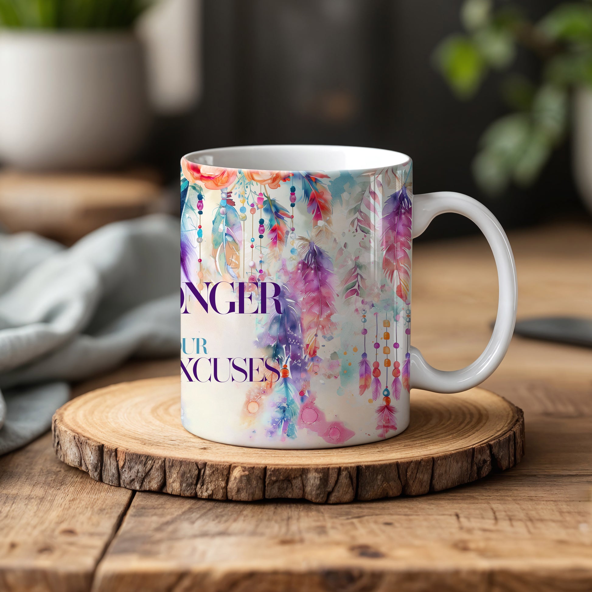 Empower Your Day with Dreamcatcher Design Inspo Mug, Boho Style