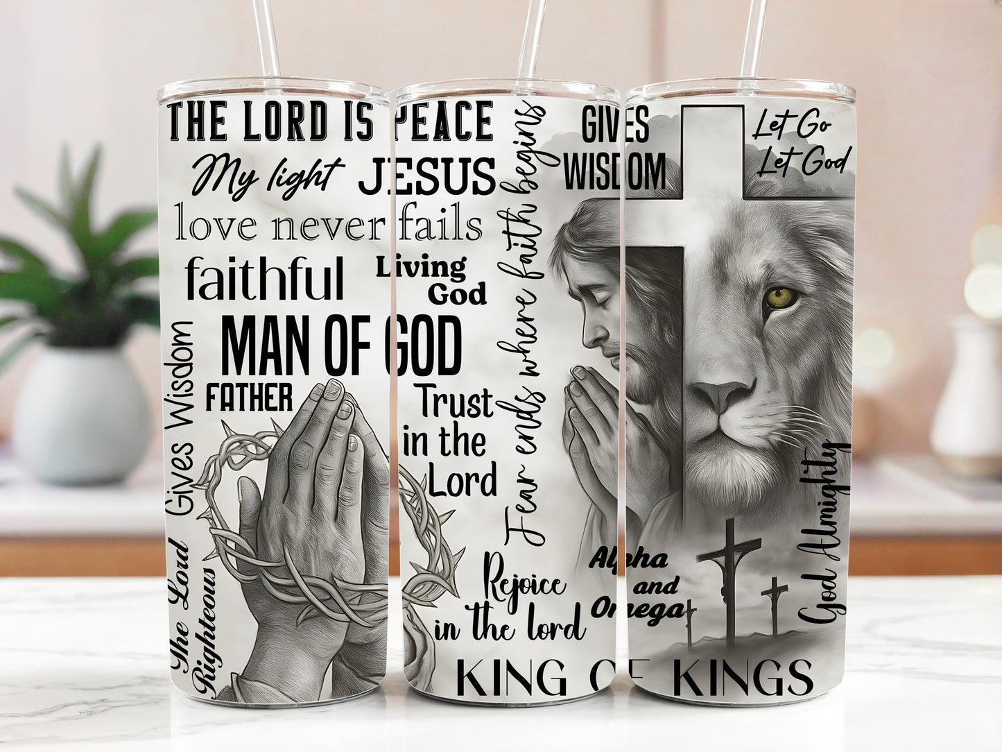 Faith-Filled Stainless Steel Tumbler, Empowering Quotes, Jesus Insulated Cup