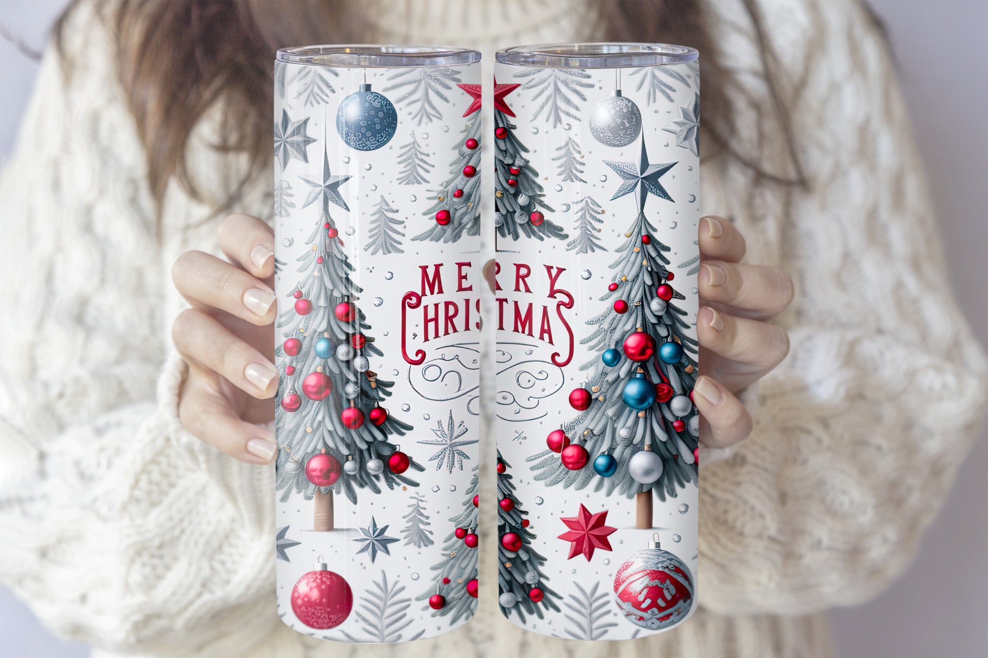 Christmas Celebration Insulated Tumbler, Holiday Stainless Steel Travel Tumbler