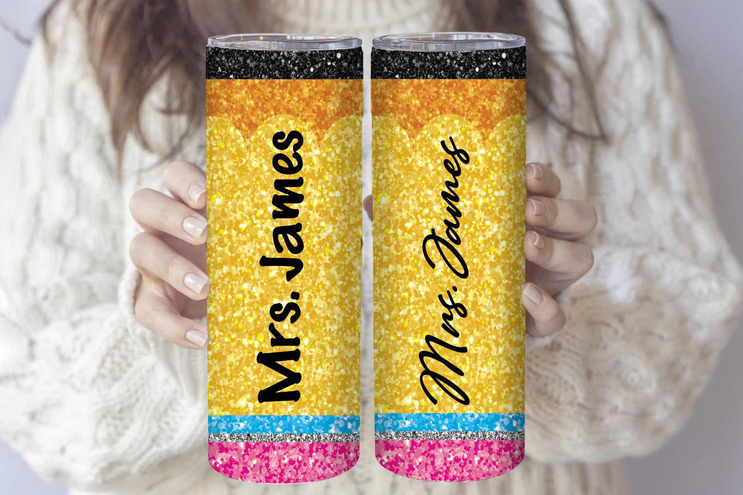 Glitter Tumbler with Straw, Preppy Stainless Steel Water Bottle Design