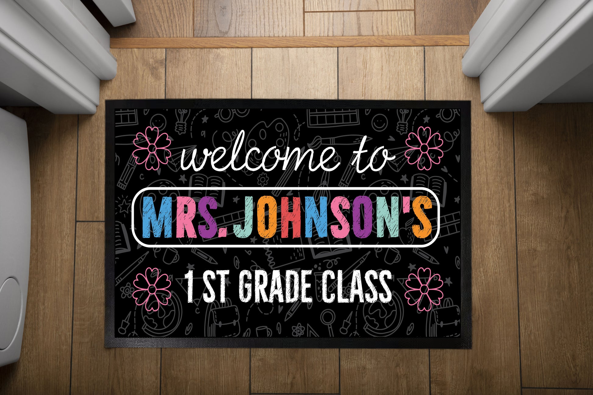 Welcome Students with Custom Teacher Doormat, Personalized Classroom Decor