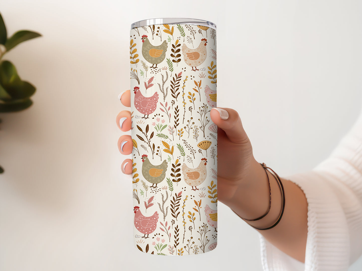 Rustic Chicken Themed Tumbler, Farmhouse Style Stainless Steel Cup