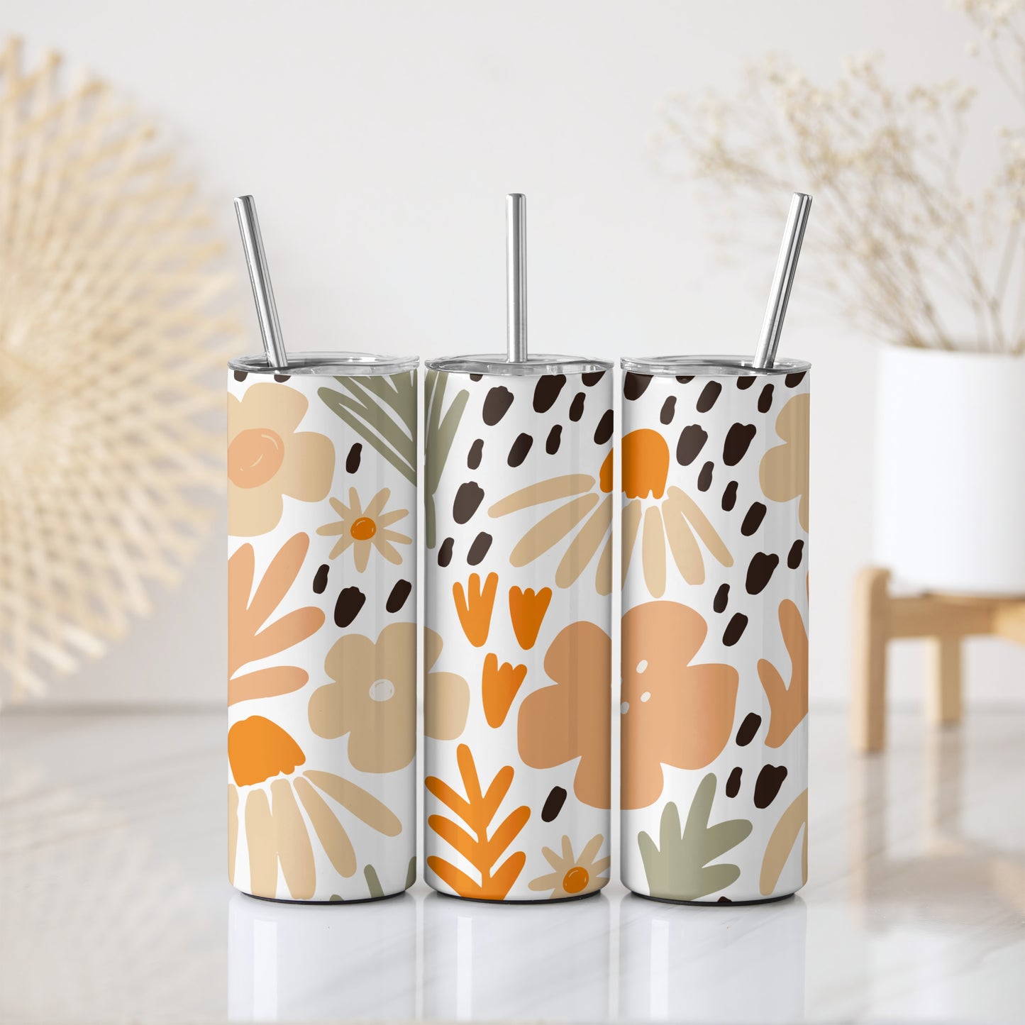 Vibrant Nature-Inspired Tumblers: Floral, Paw Prints, Summer Vibe Stainless Steel