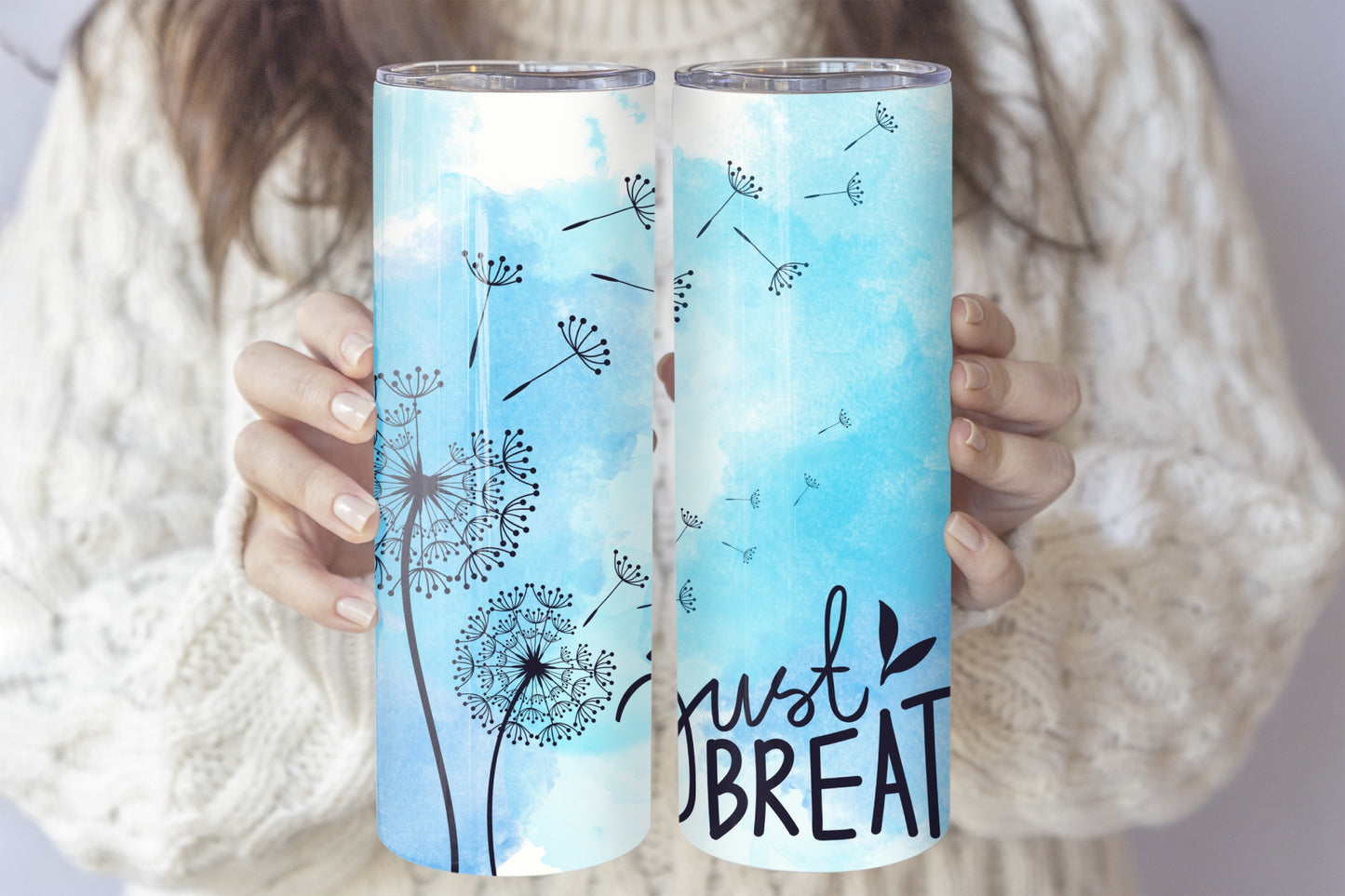 Sky and Dandelion Themed Tumbler, Inspiring Self-Motivation Stainless Steel Drinkware