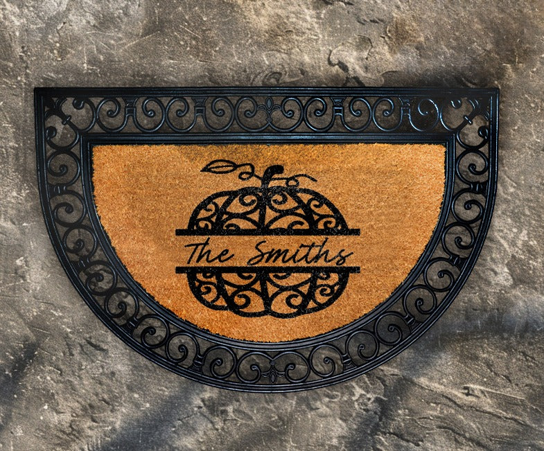 Personalized Last Name Pumpkin Doormat, Fall Home Decor, Housewarming Gift