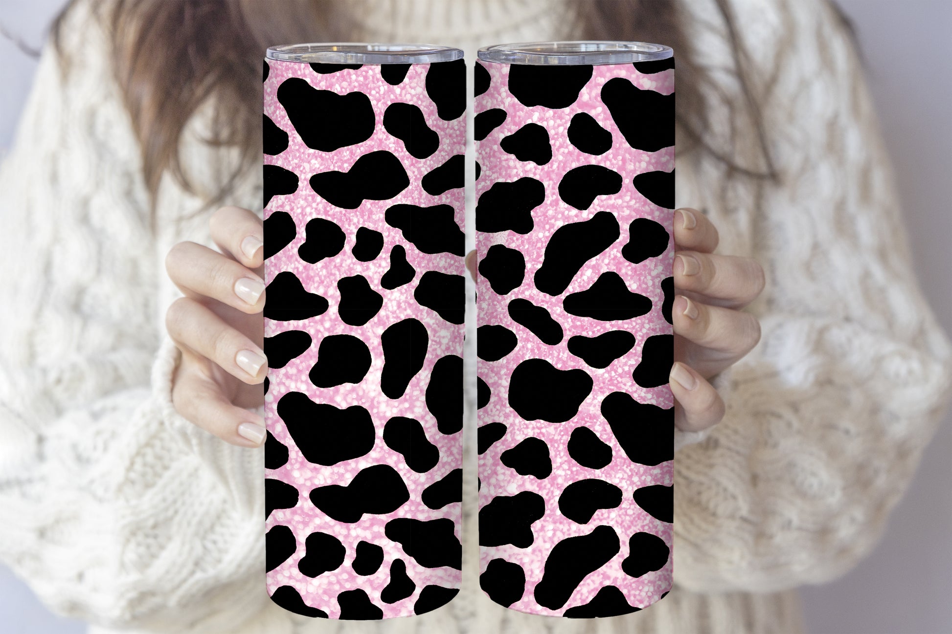 Custom Leopard Print Tumbler, Glitter Insulated Stainless Steel Cup