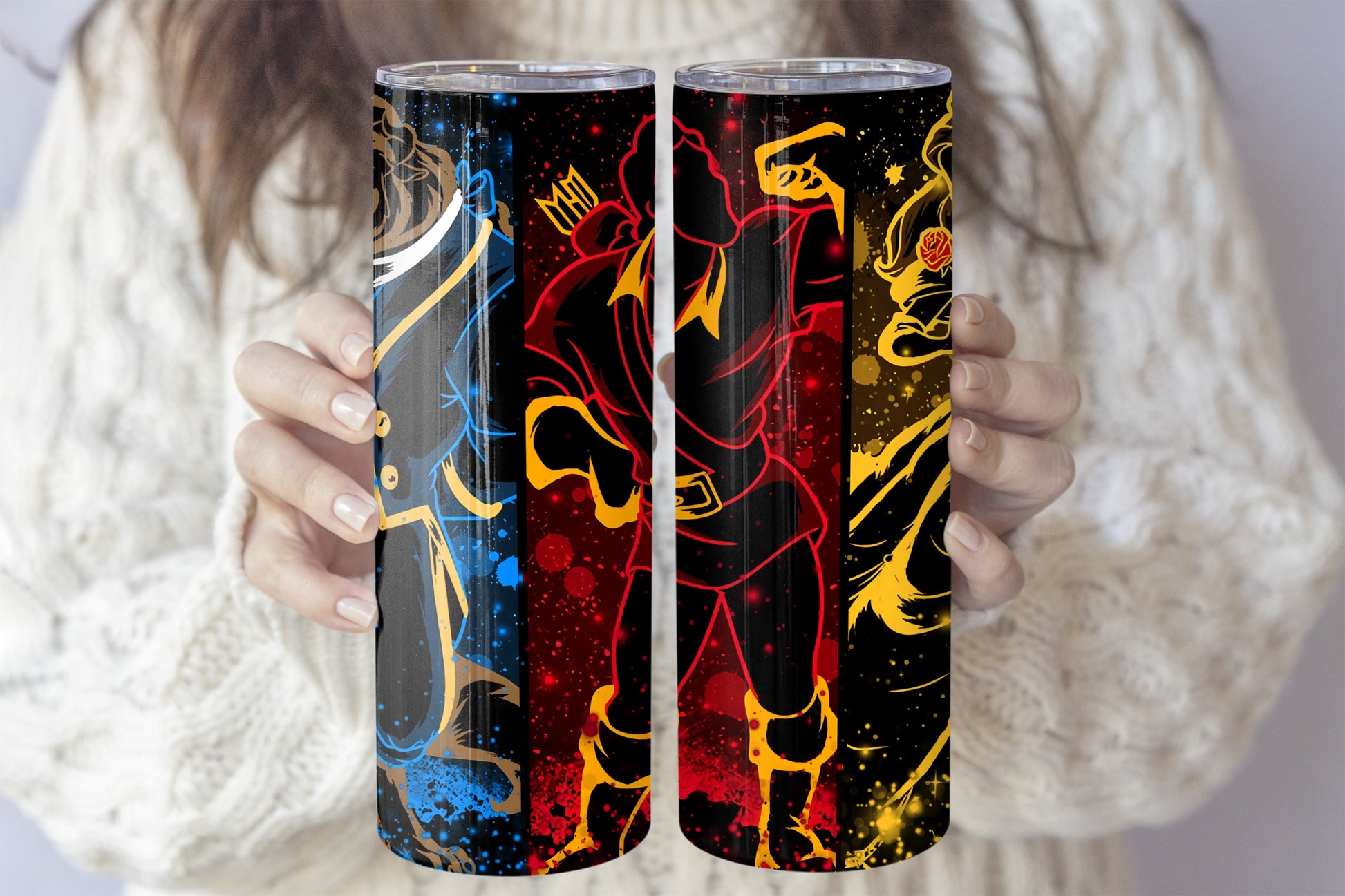 Vibrant Princess Belle Inspired Steel Tumbler, Enchanting Magic Kingdom Cup