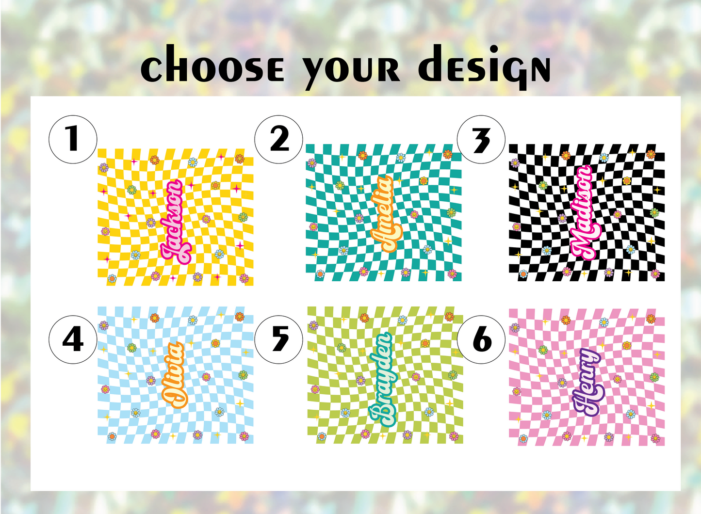 Personalized Retro Checkerboard Tumbler, Y2K Aesthetic Coffee Lover Gift.
