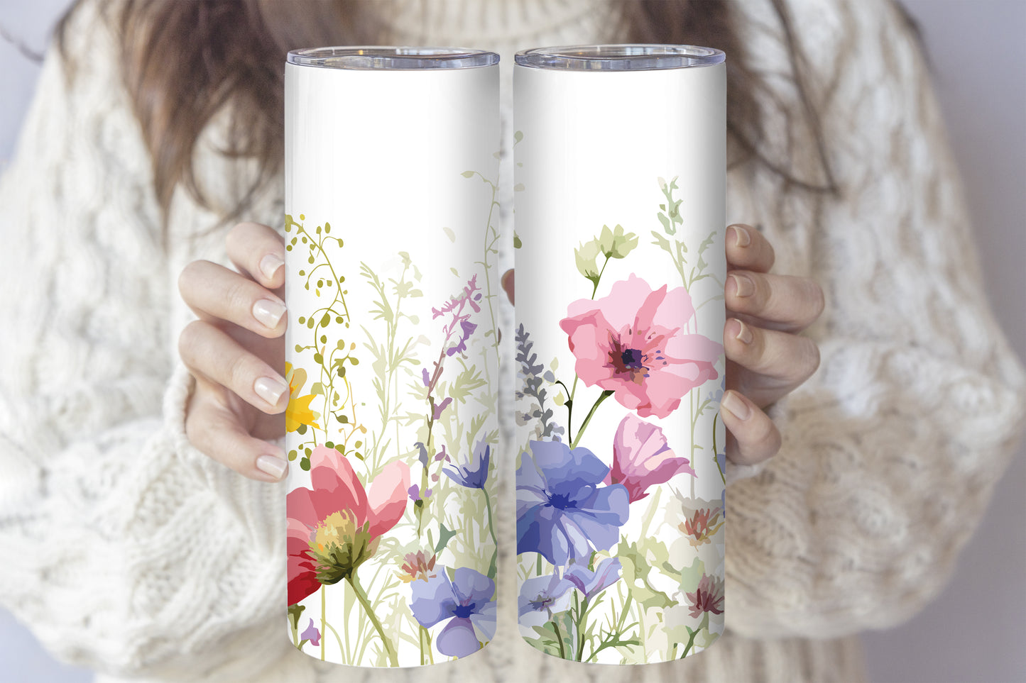 Vibrant Wildflower Tumbler, Meadow Floral Travel Mug, Nature Lover Gift