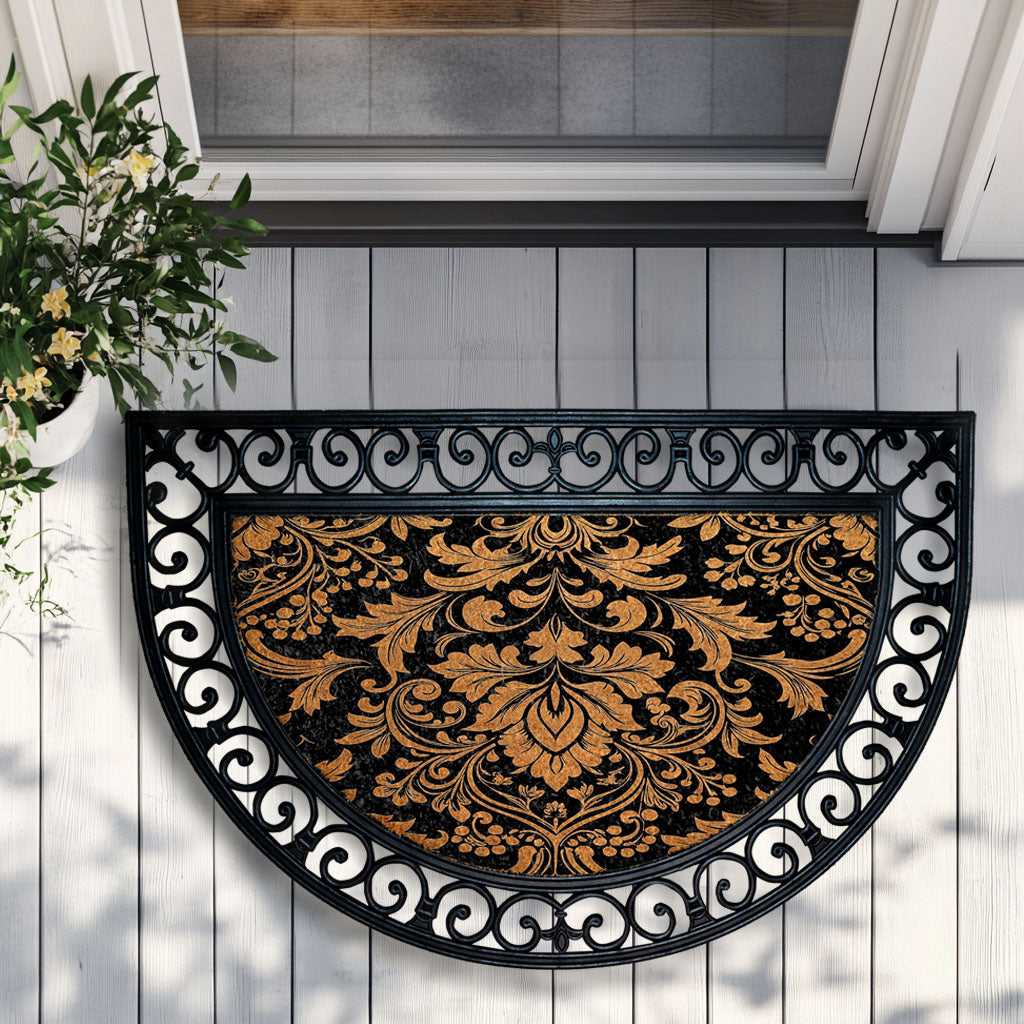 Elegant Damask Coco Doormat, Baroque Style Entryway Rug, Durable Chic